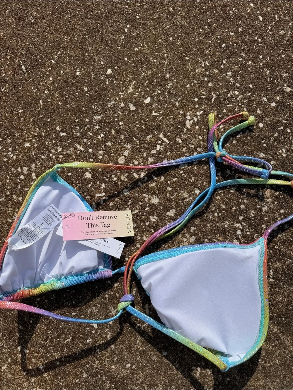 VENUS Iridescent Rainbow Sequin Bikini Top. Size XL NWT